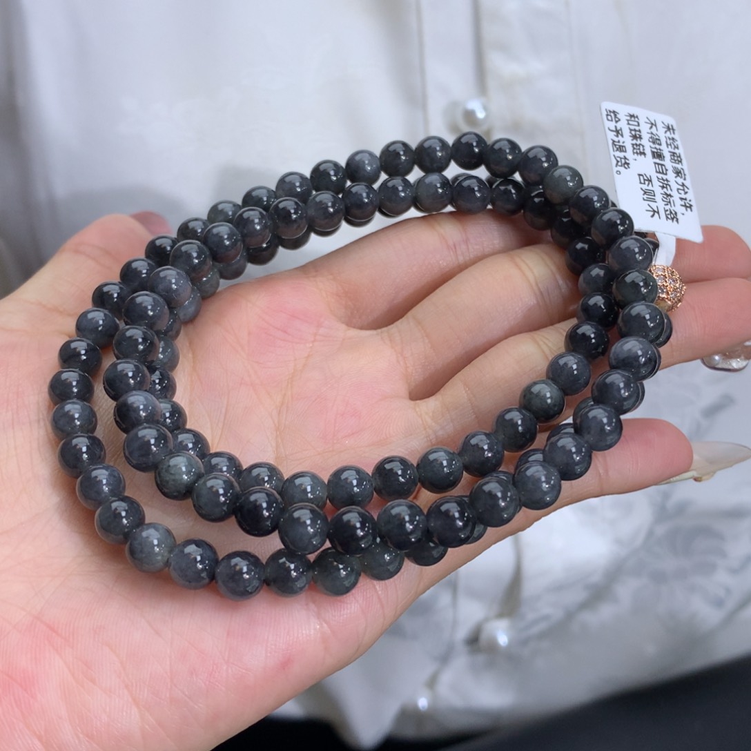 未镶嵌翡翠手链卡6.5细润乌鸡项链
