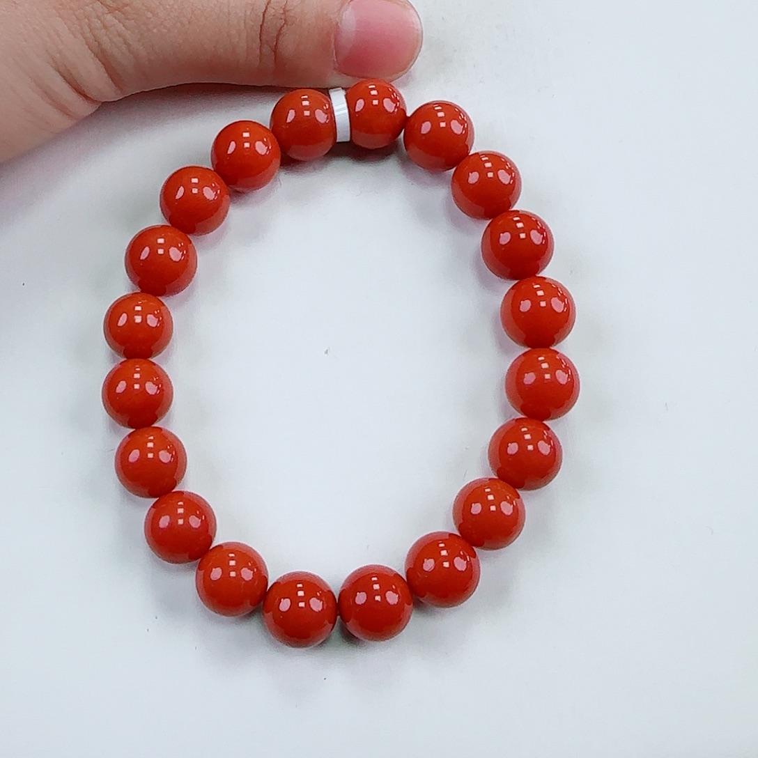 南红玛瑙保山锦红单圈收藏级10mm未镶嵌德**旅