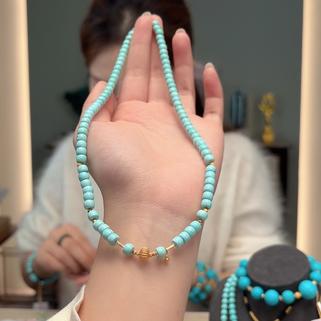 绿松石18K金镶嵌颈饰