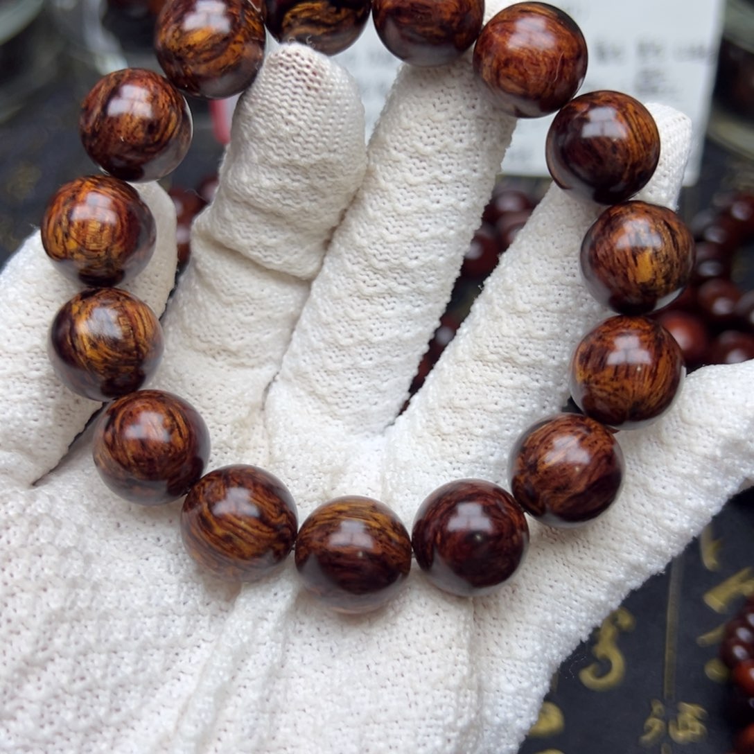 n***降真香手串/手链海南红降1.5黑金满油龙胆纹单圈