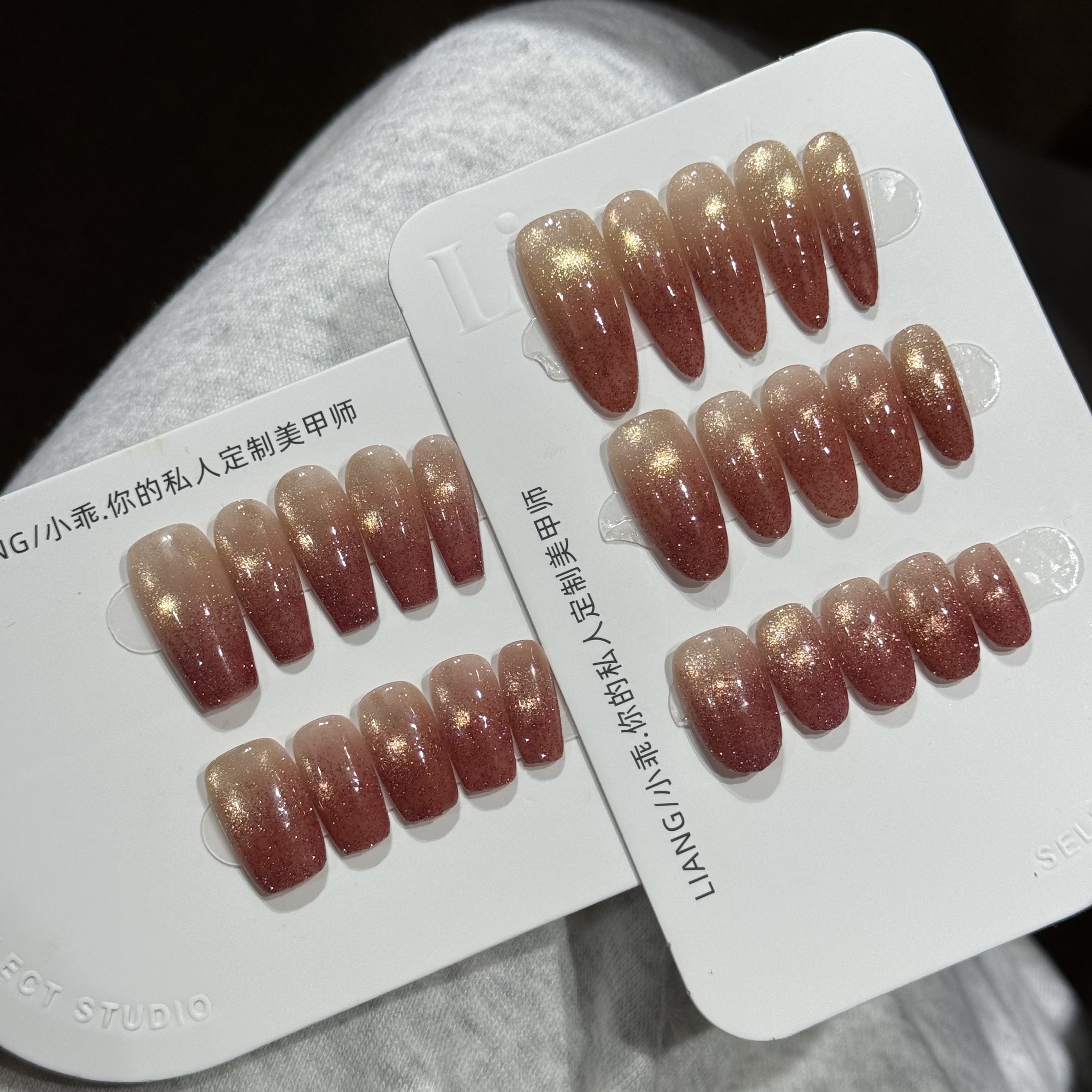  【浅金微醺】 纯手工 定制 穿戴甲 轻奢美甲显白气质穿戴式