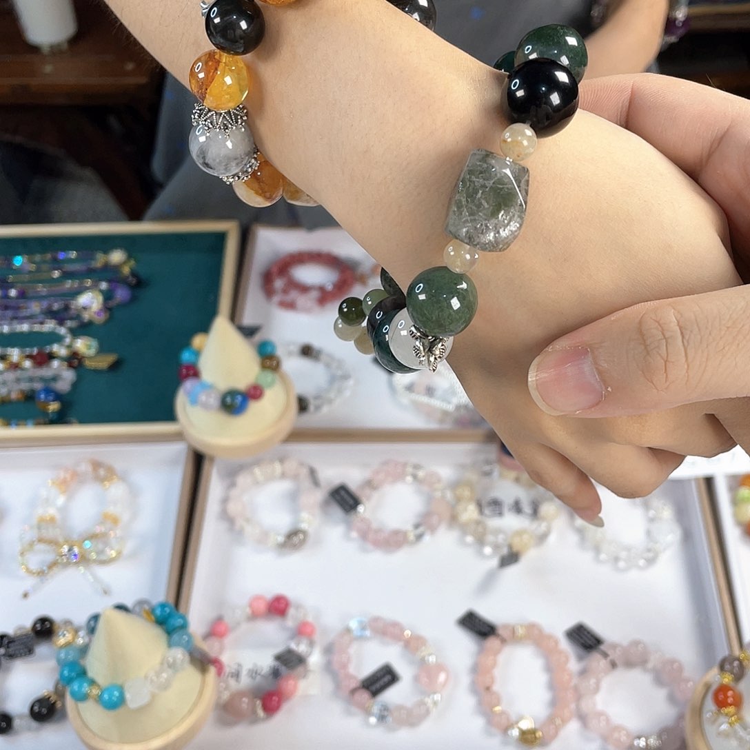 水晶手链银S925镀金镶嵌