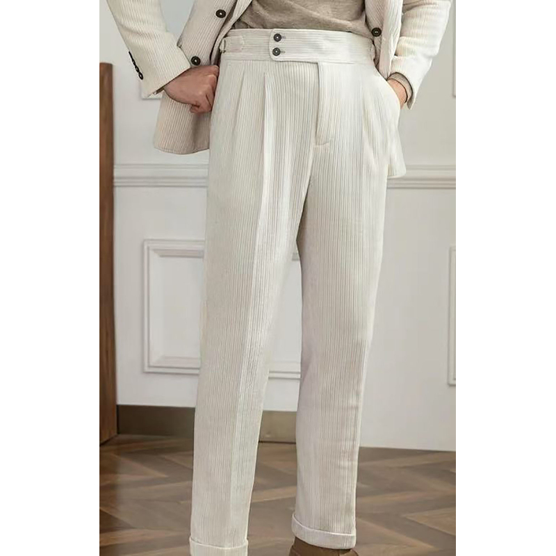 1345 秋冬款坑条高腰直筒裤百搭休闲裤