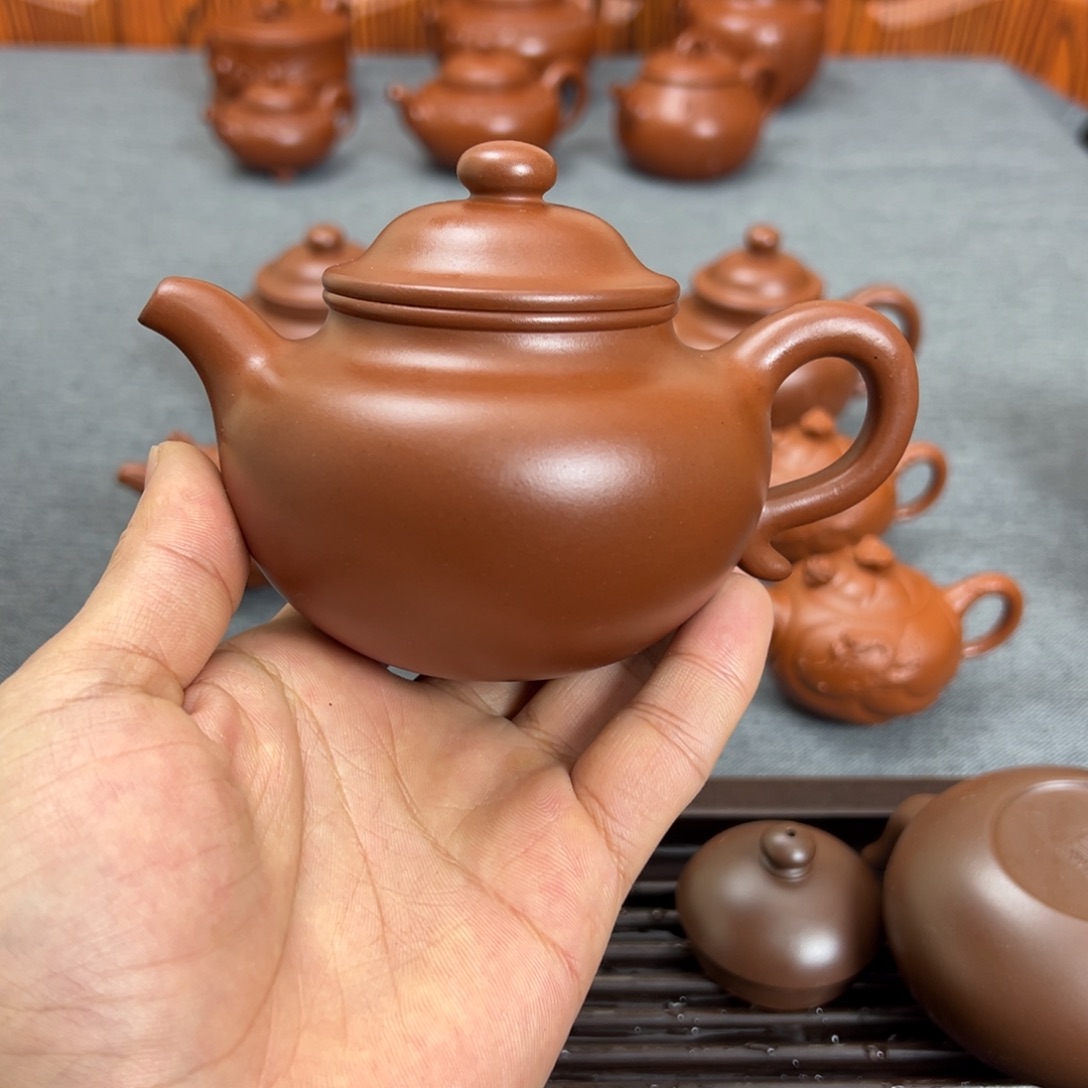 蓝***天紫砂茶壶大亨莲子220ml红皮龙