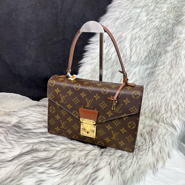 95新 LouisVuitton/路易威登 原皮老花邮差翻盖手提包