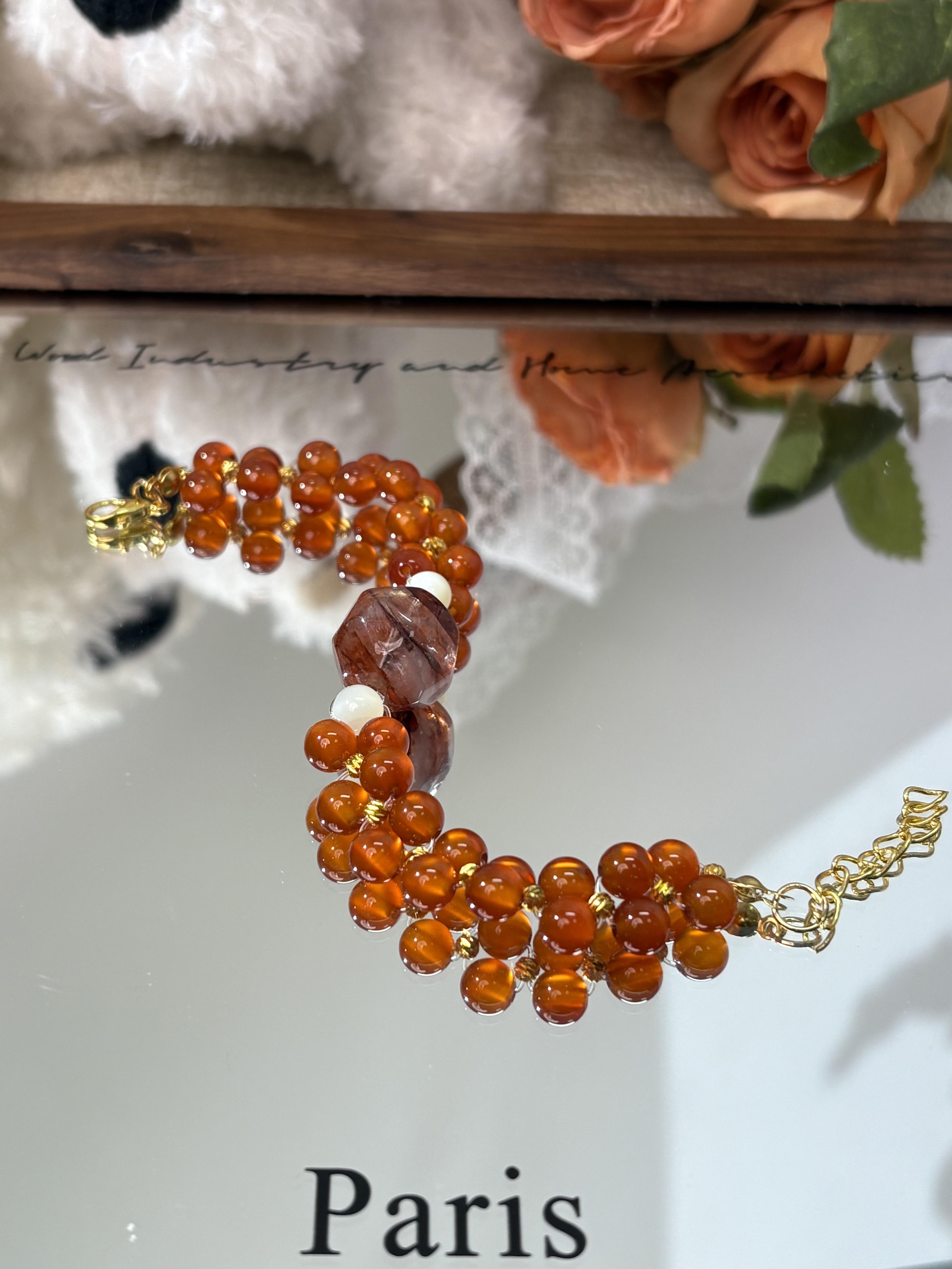 F45红胶花 红玛瑙设计款手串均有色差瑕多样性发