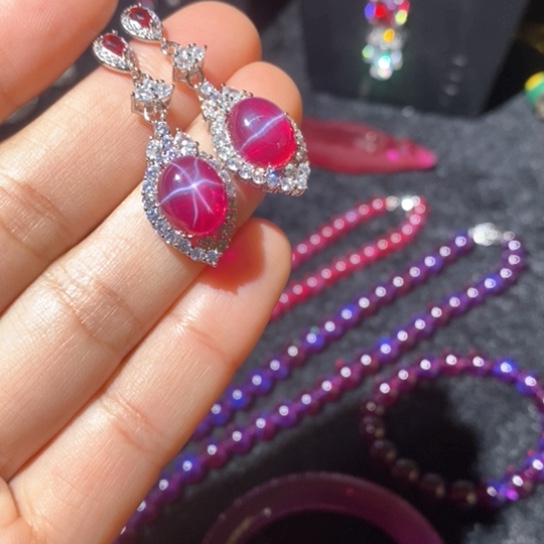 红宝石戒指银S925镶嵌