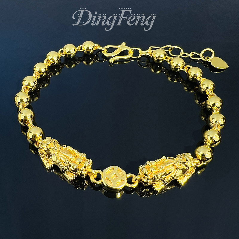 铜合金手链 欢喜财双悦钱币貔貅卡5n亮面手链 轻奢时尚男女同款