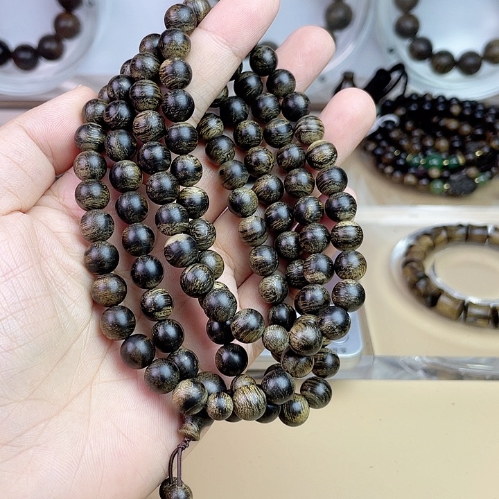 风***淡手串沉香越南芽庄白奇玉化留疤嘤子虎斑