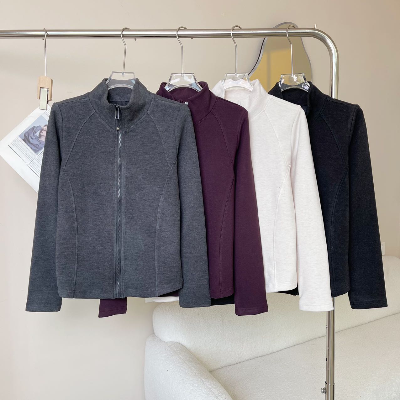 【多多家】羊毛拼麻丝立领开衫【6365】