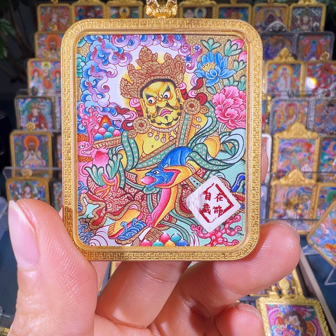 吊坠黄c热贡纯手绘唐卡