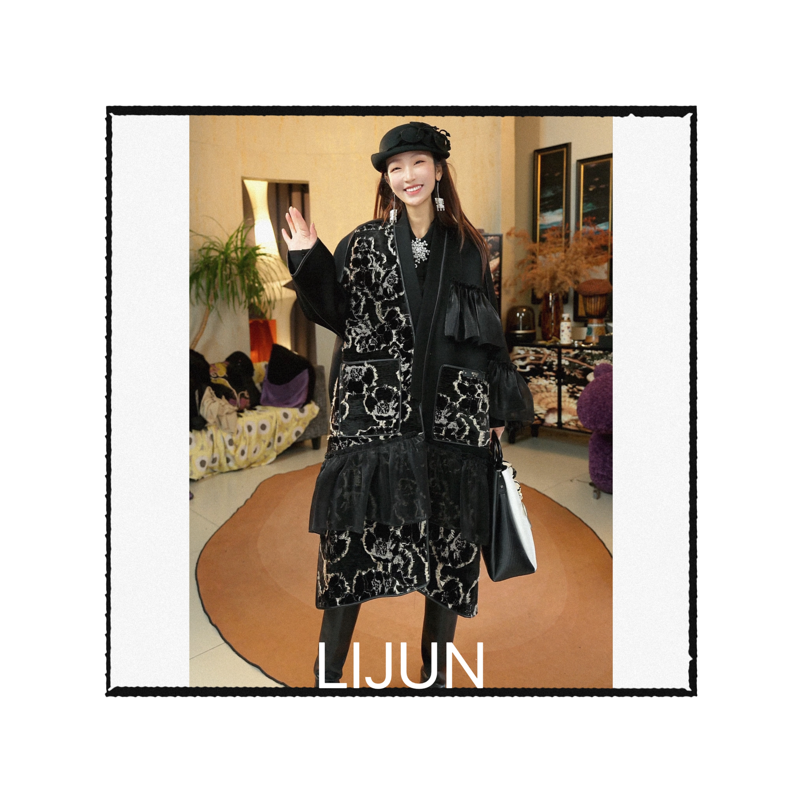 篱君1088秋冬国风流苏双面穿大衣复古宽松保暖拼色羊毛大衣外套