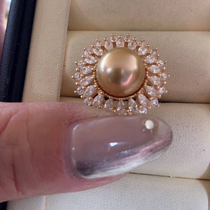 银S925镶嵌戒指海水珍珠