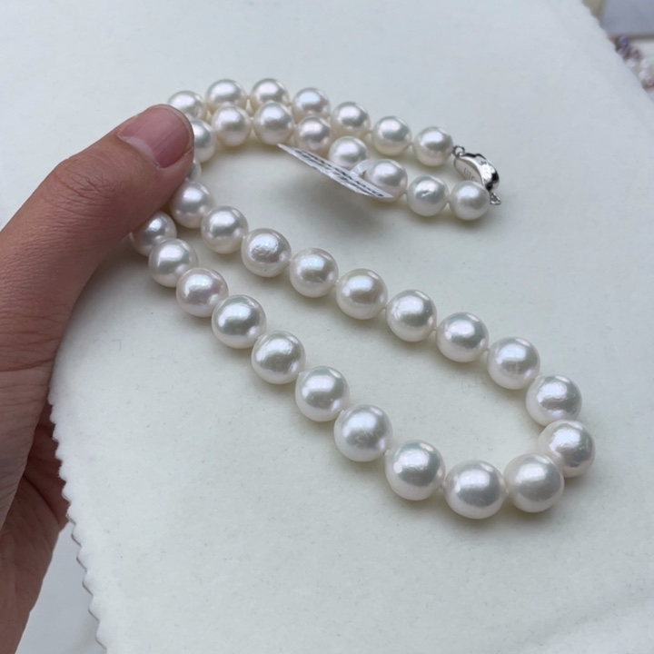 淡水珍珠银S925镶嵌颈饰卡10极光炫彩高品