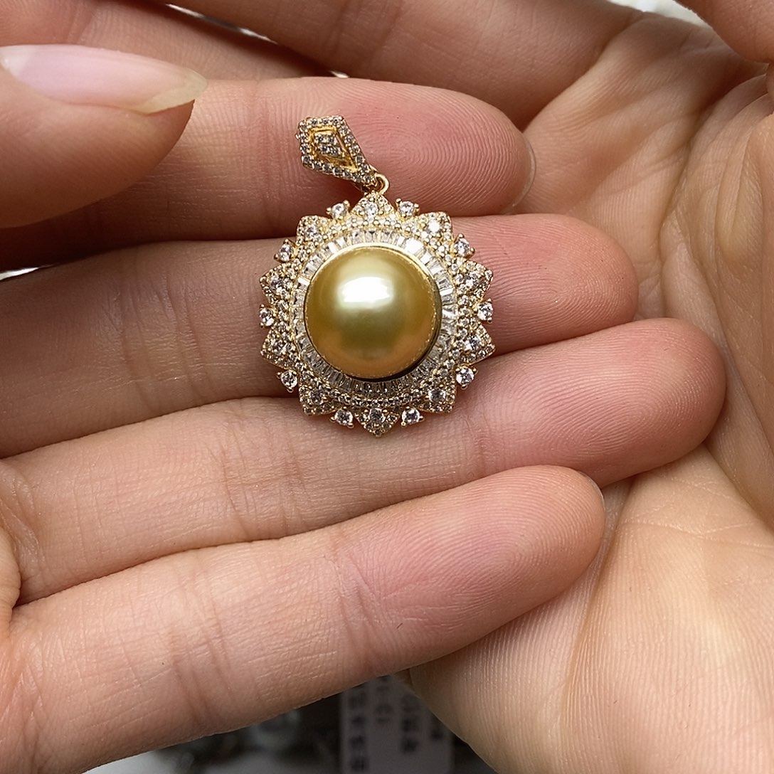 海水珍珠银S925镶嵌吊坠(不含链)