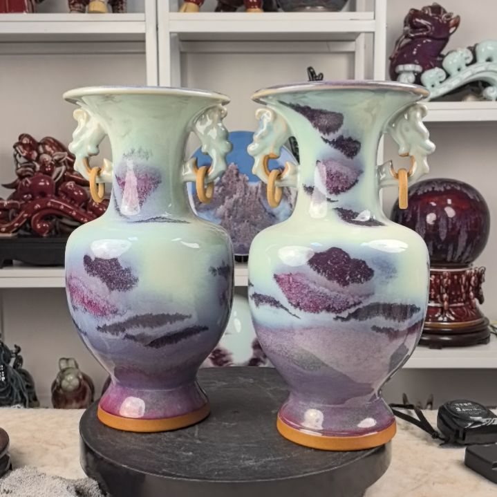 摆件钧瓷摆件神後鎮鈞瓷