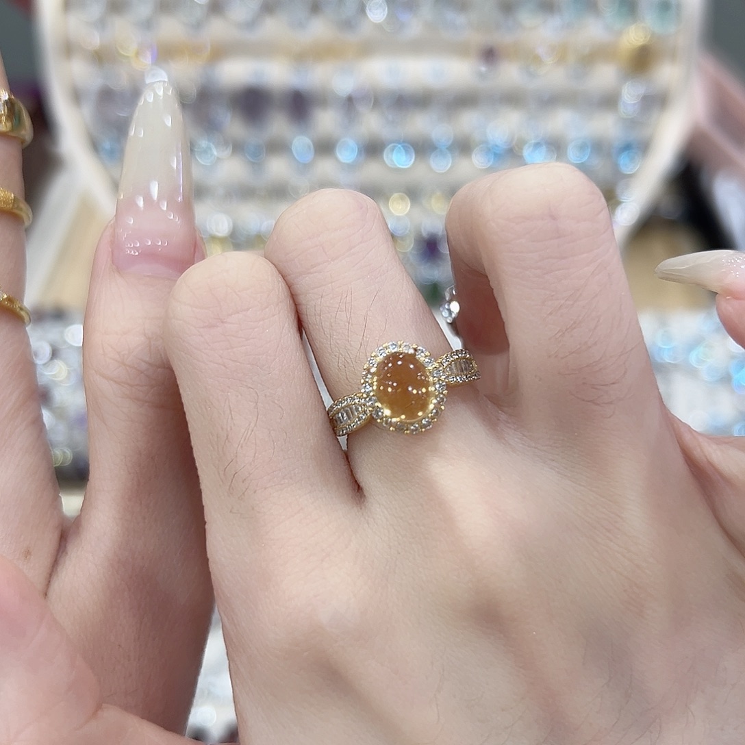 Y***⁹黄晶戒指银S925镶嵌