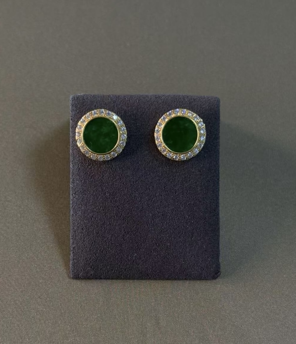 合金耳饰 绿色耳钉 简单大方气质