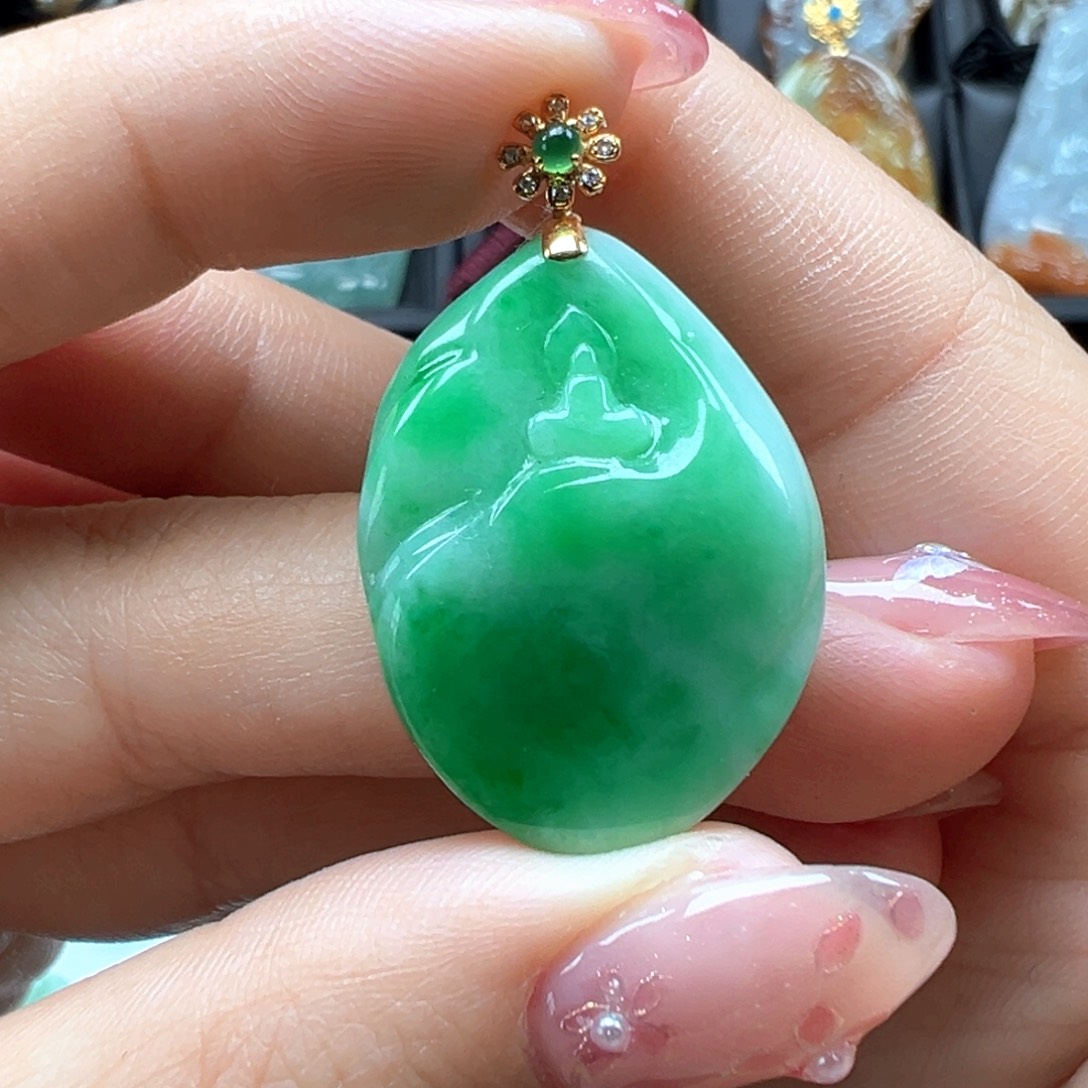 翡翠颈饰18K金镶嵌悟道