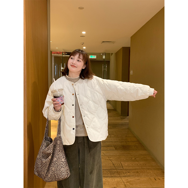 西兰花花 冬季巨好看羽绒服小个子外套圆领宽松纯色百搭上衣女款