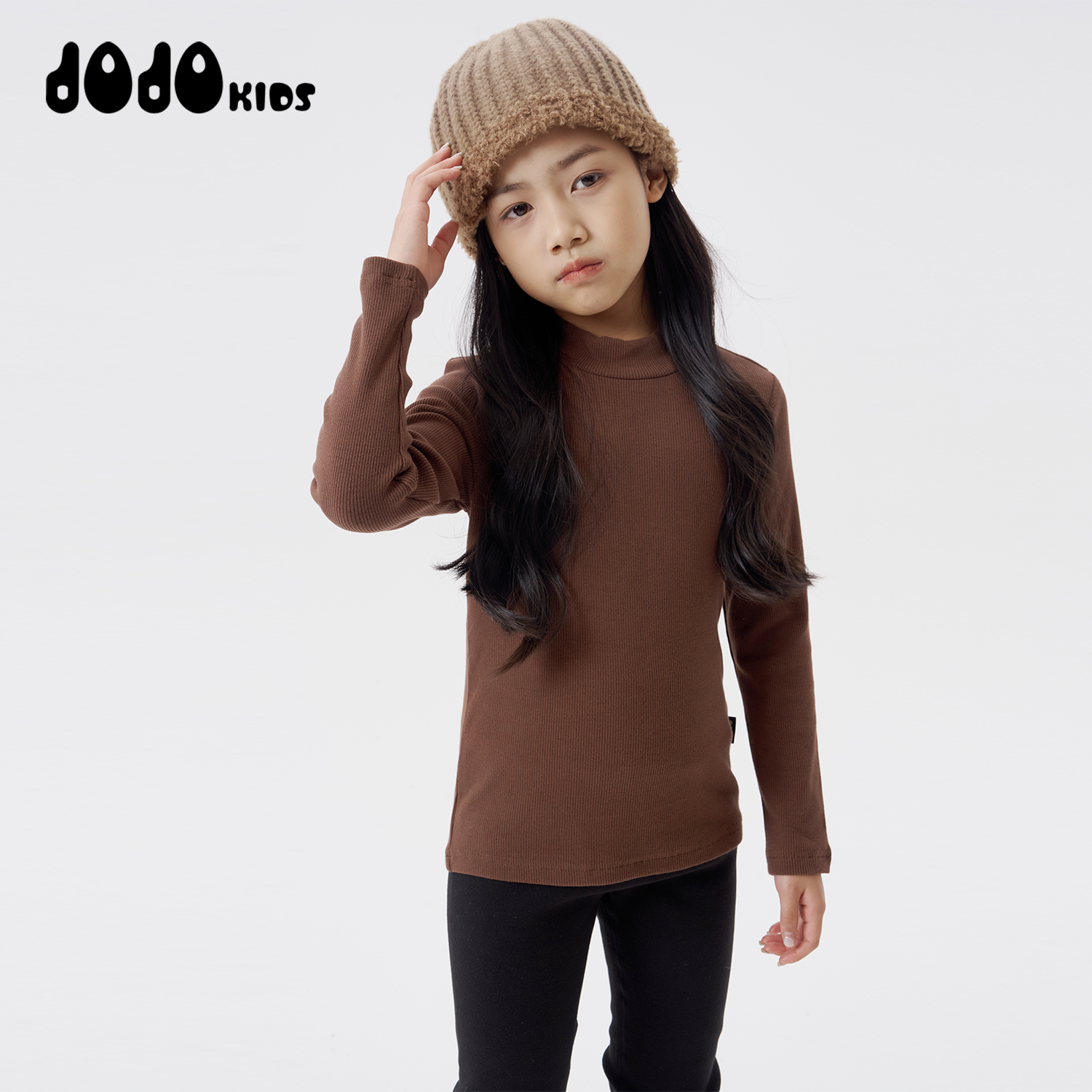 JOOJOO童装女童春秋新款半高领打底衫中大童百搭14322002