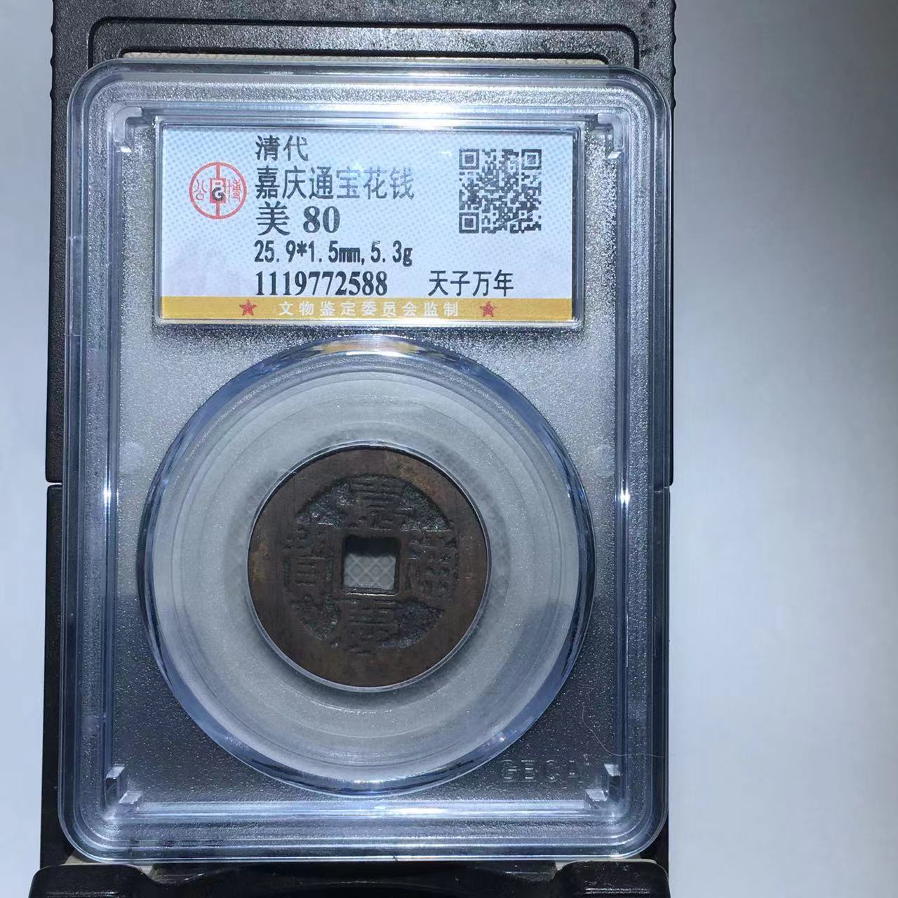 嘉庆通宝花钱 天子万年 公博评级80分（德胜）
