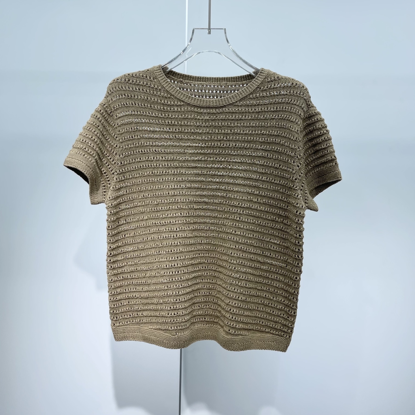 艾家2025春新款时尚显瘦圆领短袖针织衫毛衣上衣50328176