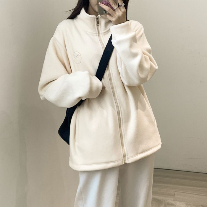 棉服摇粒绒外套女秋冬季加绒新款防风加厚宽松保暖