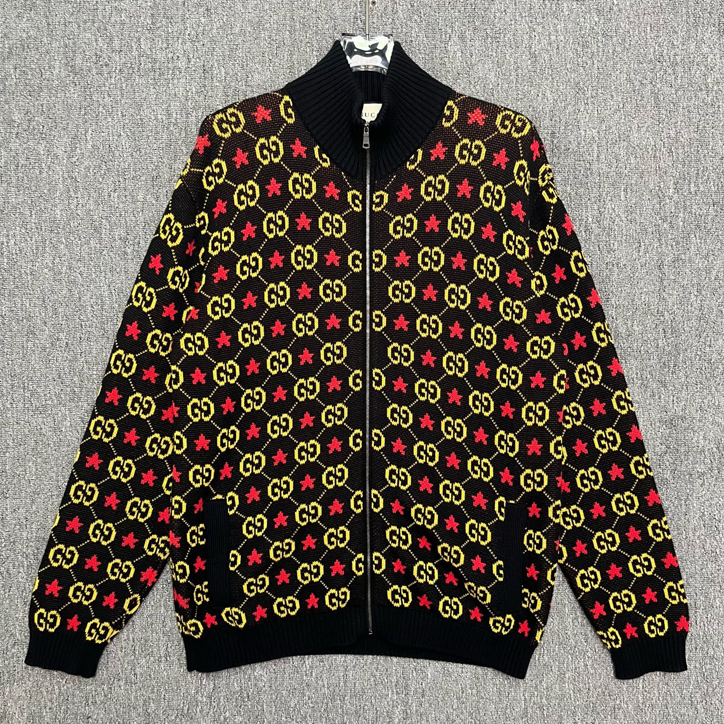 99新 GUCCI/古驰 Gucci 双G提花星星满印针织开衫/L码/存放/13459