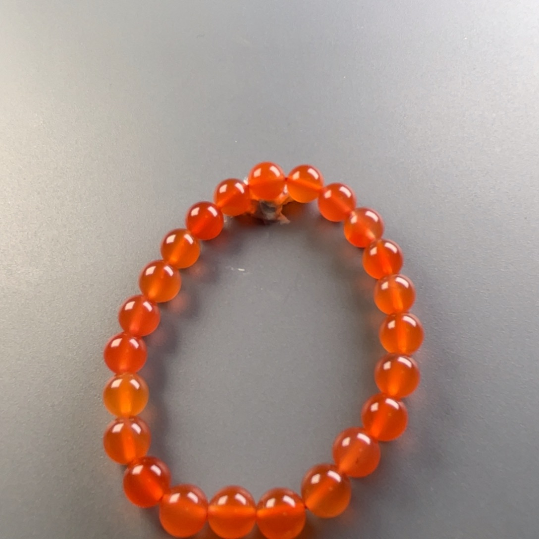 南红玛瑙天然原矿杨柳冰红单圈卡8未镶嵌老**学