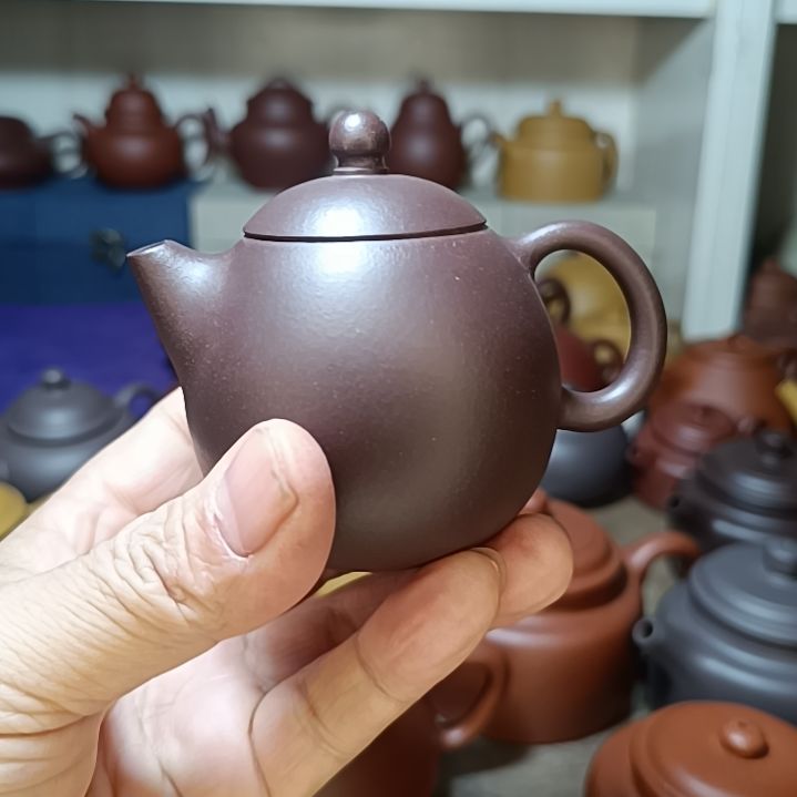 紫砂茶壶原矿紫泥龙蛋内推150cc半手工