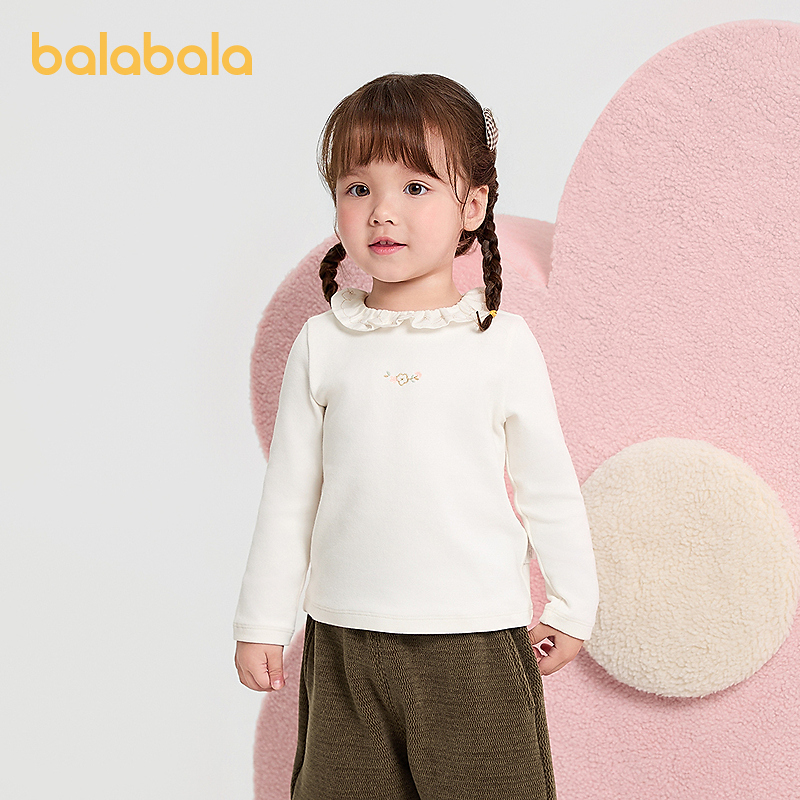 【商场同款】巴拉巴拉童装女童t恤甜美荷叶翻领内搭秋冬2025新款