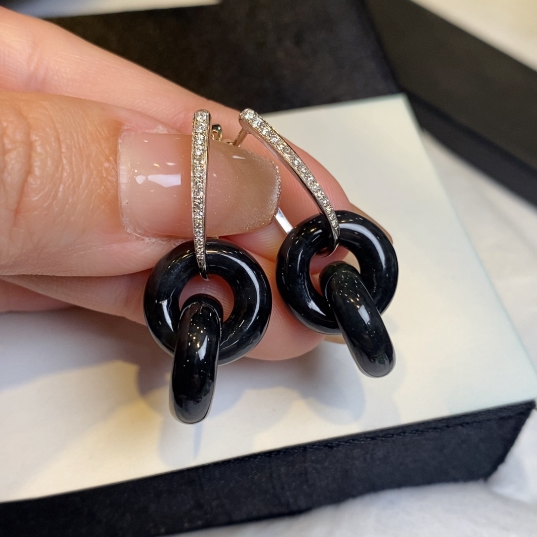 翡翠耳饰18K金镶嵌双环