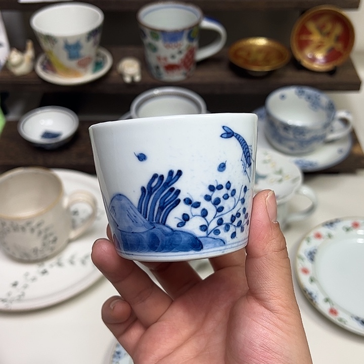 陶鲸文    猪口杯 