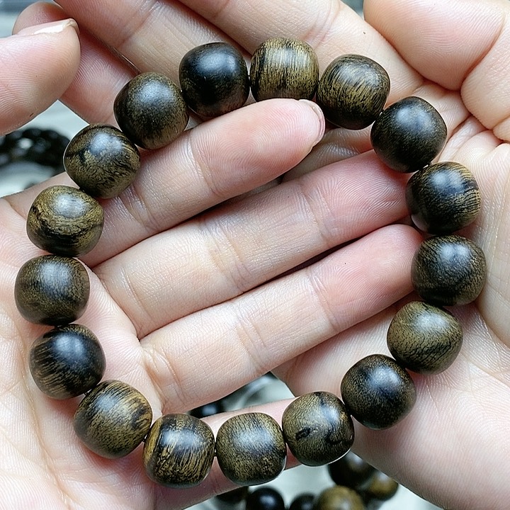 沉香手串木*齋越南芽庄白奇楠沉水料樱子留疤玉化虎斑