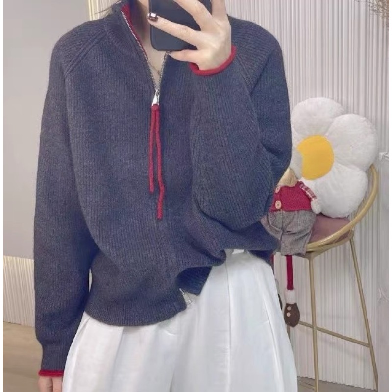高品-气质/软糯/高级撞色/遮肉显瘦-新款开衫A556