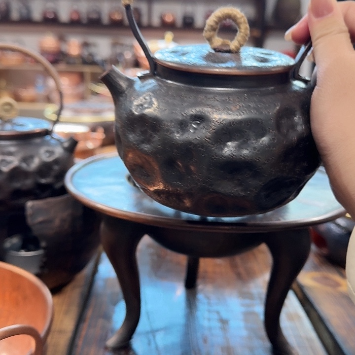 于***辉紫铜手工制作提梁烧水壶