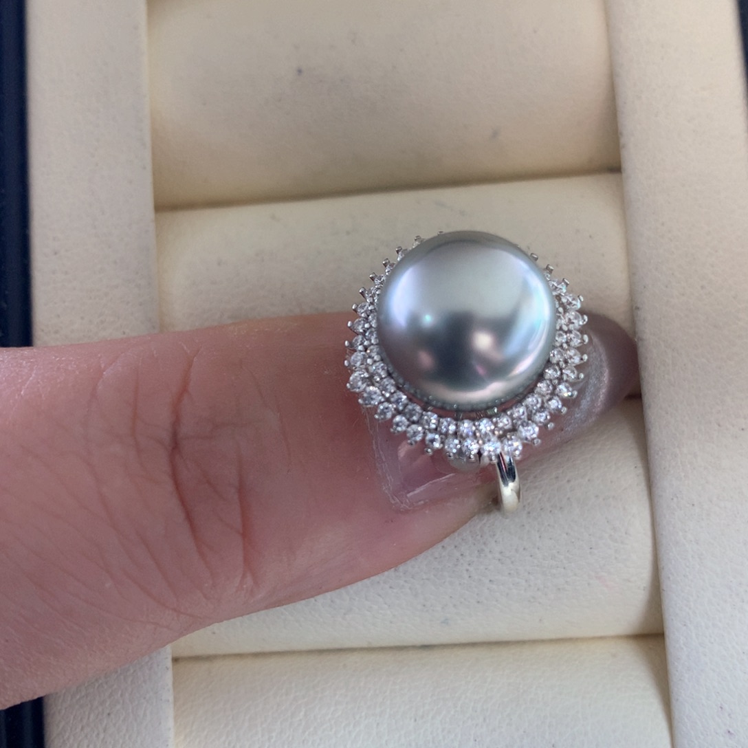 海水珍珠戒指银S925镶嵌