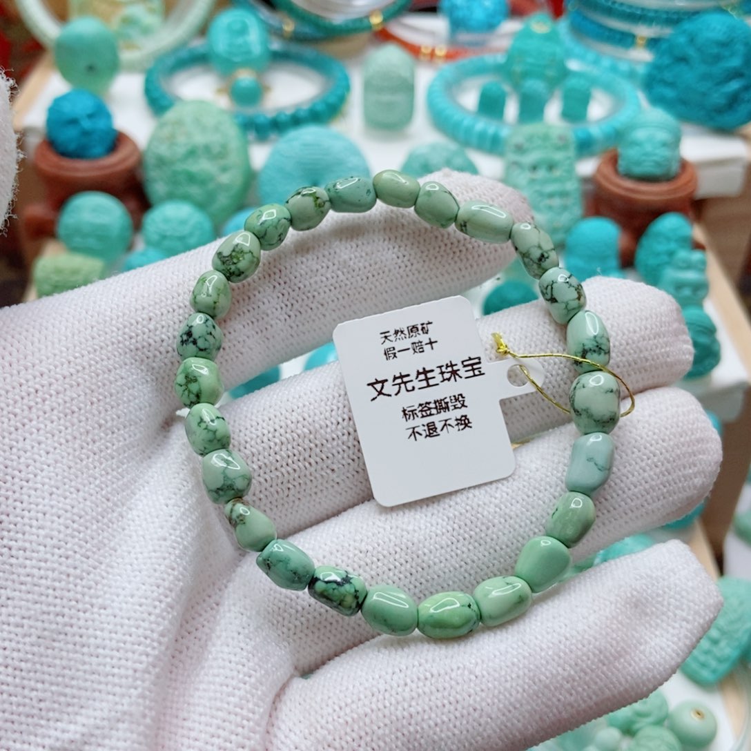 绿松石未镶嵌糖豆手串