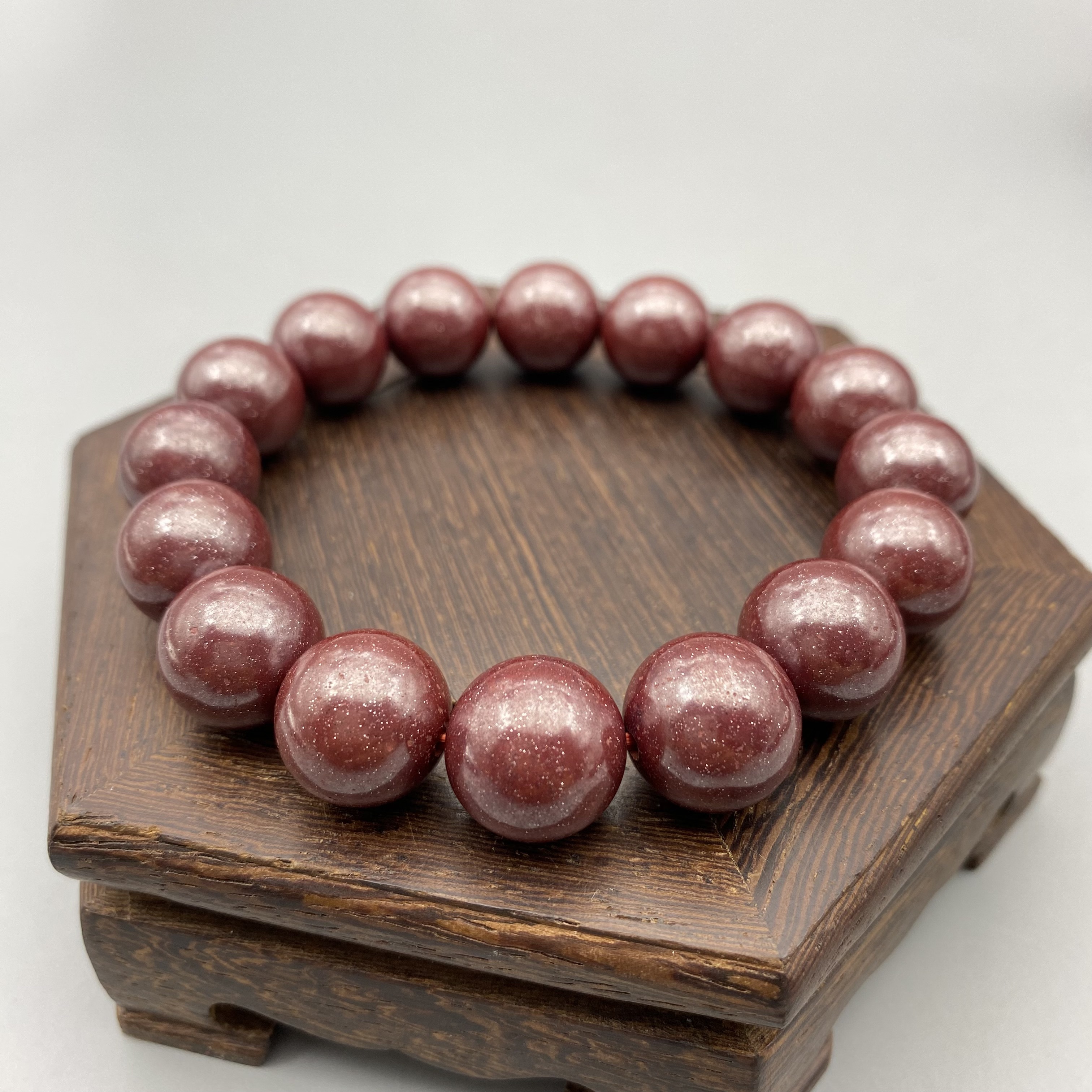 含辰砂工艺品YK079-14mm朱砂原矿乌金砂手串