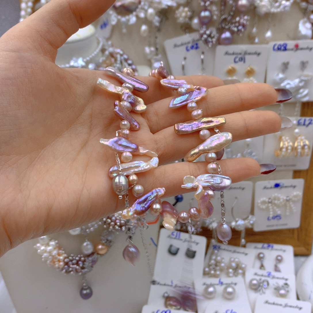 淡水珍珠耳饰银S925镶嵌烈*