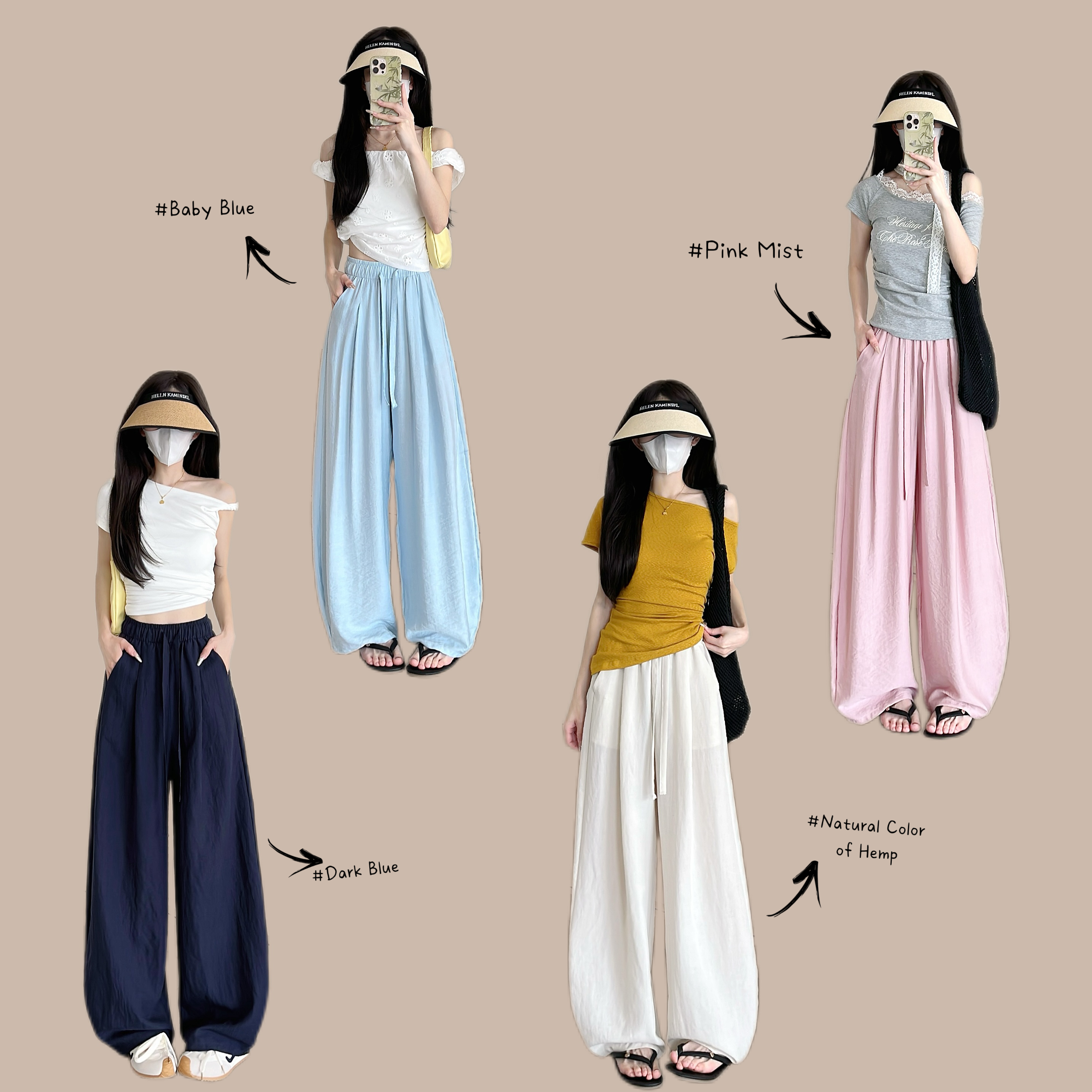 【现货运险】弯刀裤裤子抗皱垂感直筒冰丝阔腿裤薄款