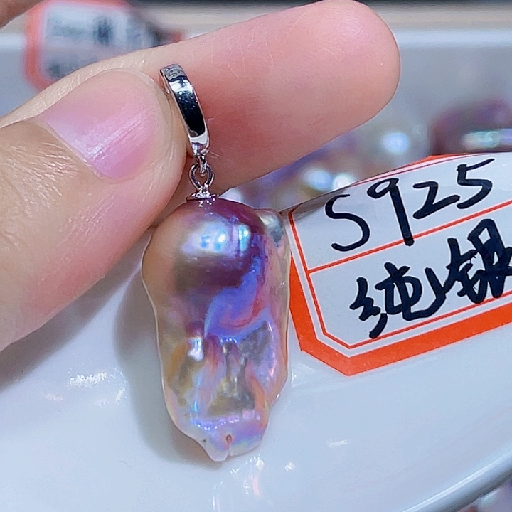 淡水珍珠银S925镶嵌颈饰