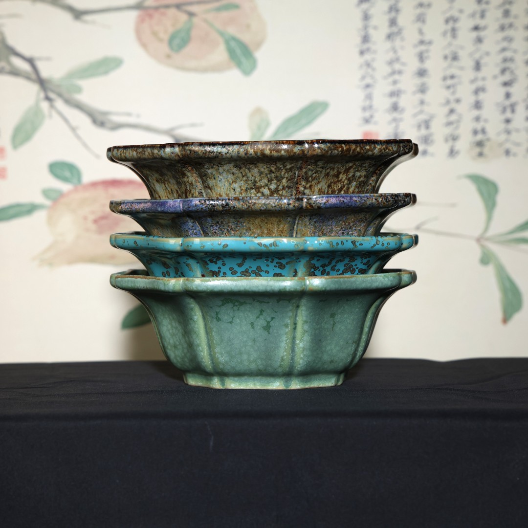 陶一峰石湾花盆7寸花瓣盆陶瓷盆栽盆