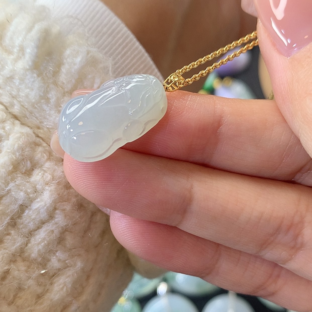 【闪购商品】翡翠吊坠(赠链)18K金镶嵌