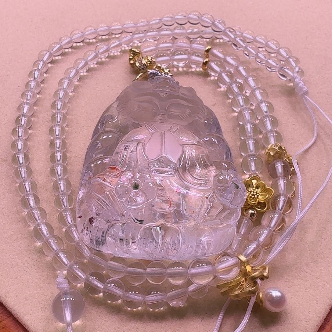 水晶颈饰未镶嵌天然水晶狐狐吊坠