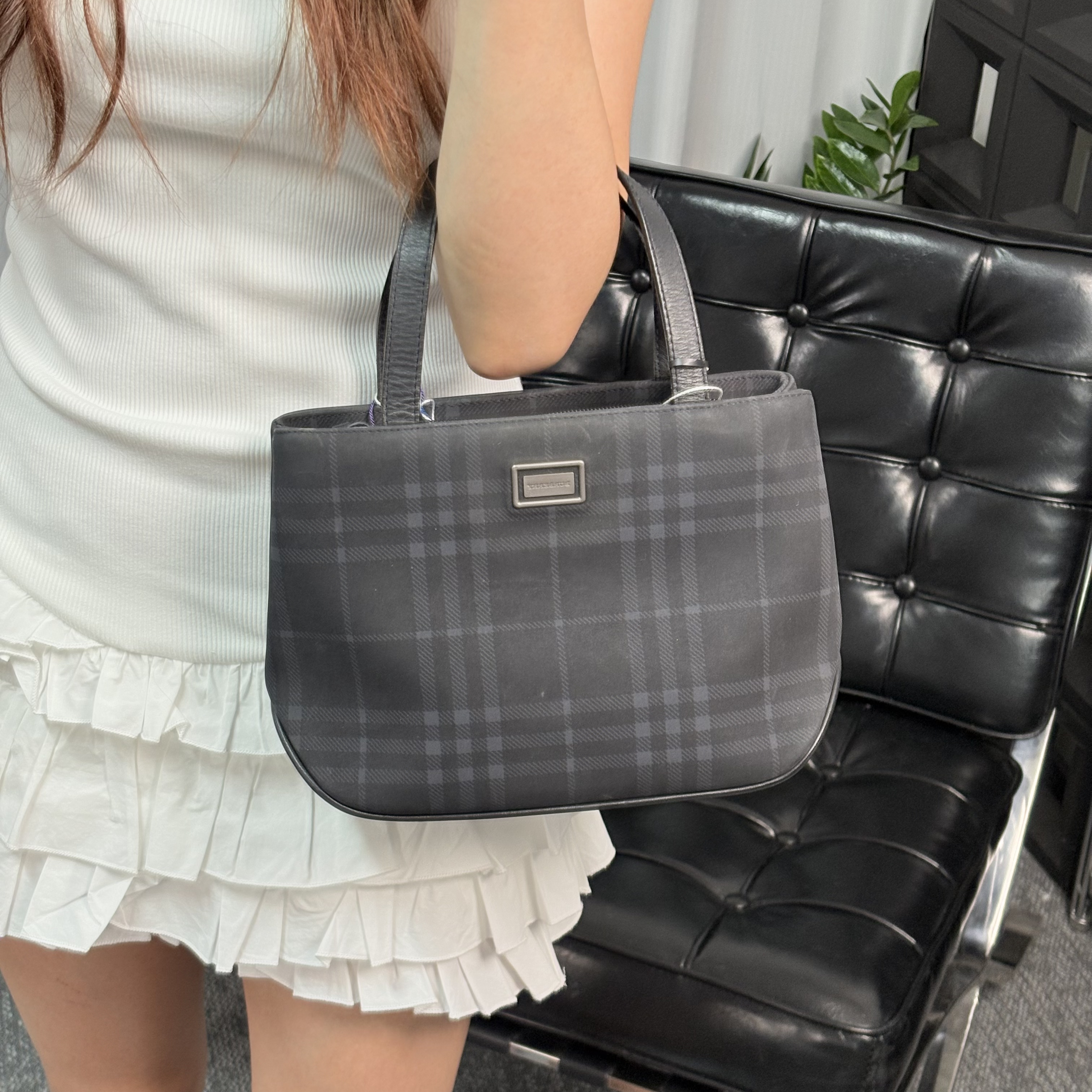 95新 BURBERRY/博柏利 格纹小托特手提包sba