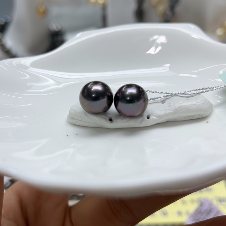 海水珍珠耳饰18K金镶嵌10-11mm