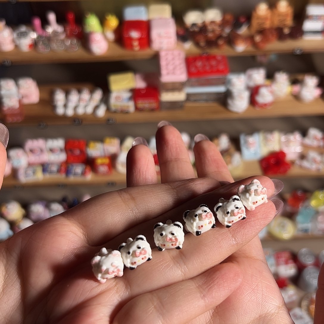 树脂迷你熊猫头kt6个