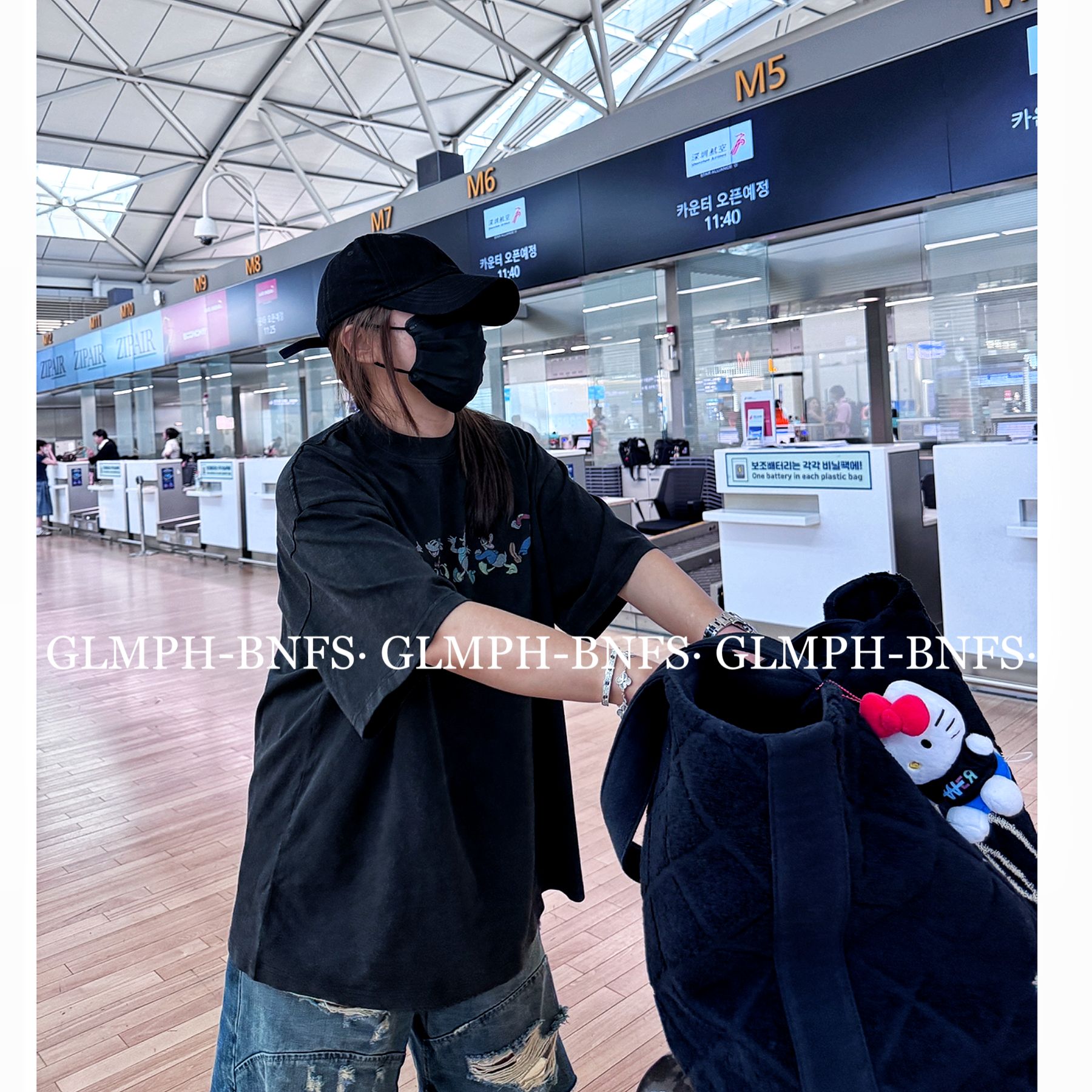 GLMPH-BNFS【中古米妮】卡通双面印花宽松圆领短袖百搭休闲T恤-982